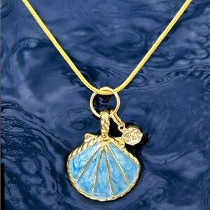Betsey Johnson Gold and Blue Shell Necklace